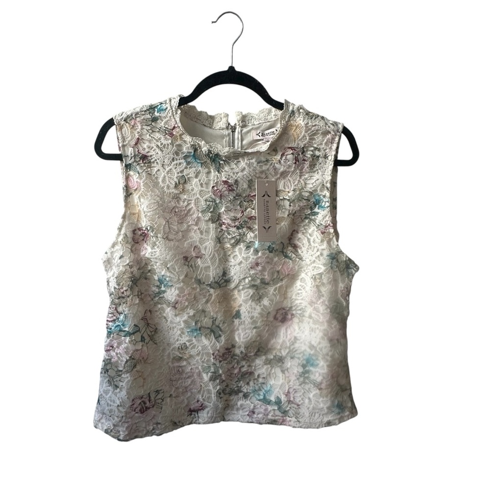 NWT Nanette Lepore Floral Lace Sleeveless Top Women’s Size Large MSRP $78